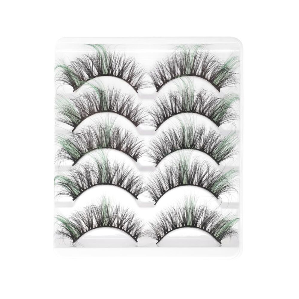 3D Mix Color False Eyelashes Green 5 Pair